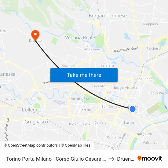 Torino Porta Milano - Corso Giulio Cesare  15 to Druento map