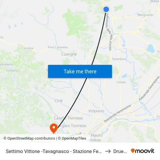Settimo Vittone -Tavagnasco - Stazione Ferroviaria to Druento map