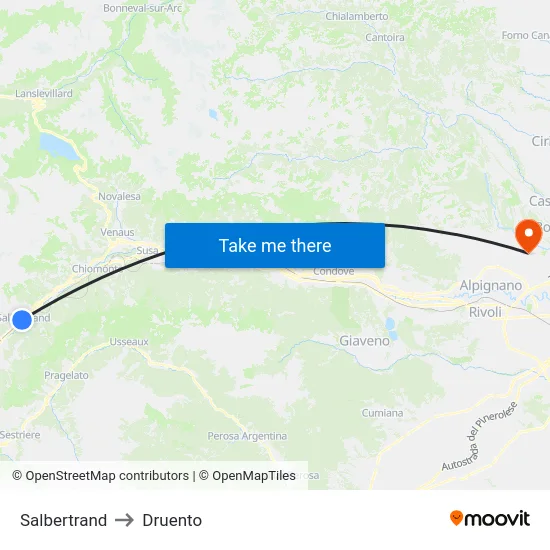 Salbertrand to Druento map