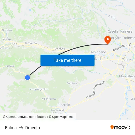 Balma to Druento map
