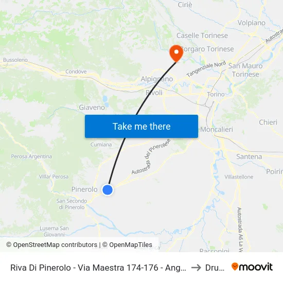 Riva Di Pinerolo - Via Maestra 174-176 - Angolo Via Sant'Isidoro to Druento map