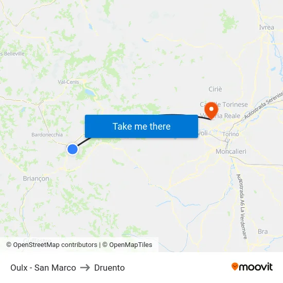Oulx - San Marco to Druento map