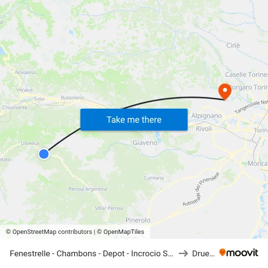 Fenestrelle - Chambons - Depot - Incrocio SS 23 - SP 172 to Druento map