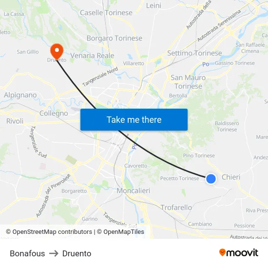 Bonafous to Druento map
