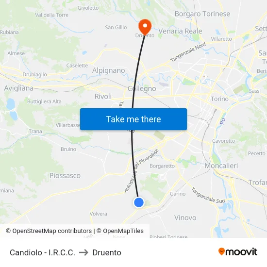 Candiolo - I.R.C.C. to Druento map