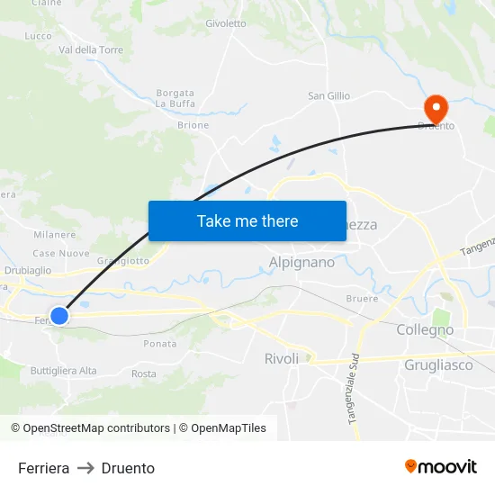 Ferriera to Druento map