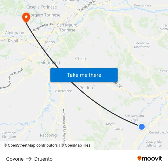 Govone to Druento map