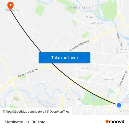 Martinetto to Druento map