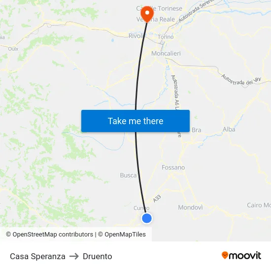 Casa Speranza to Druento map