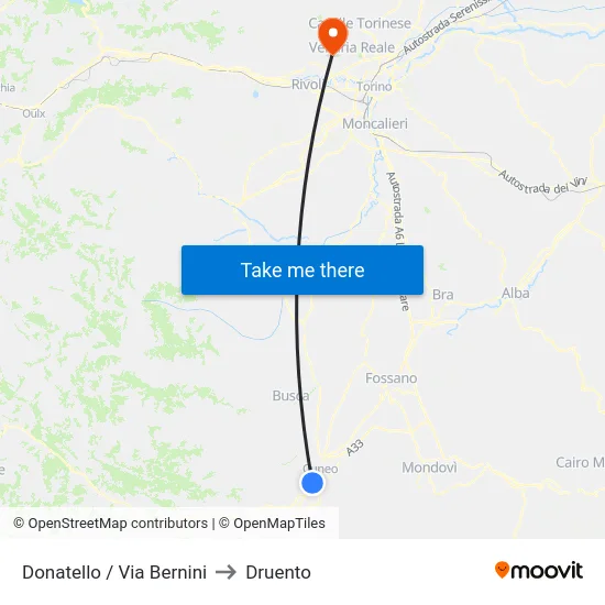 Donatello / Via Bernini to Druento map