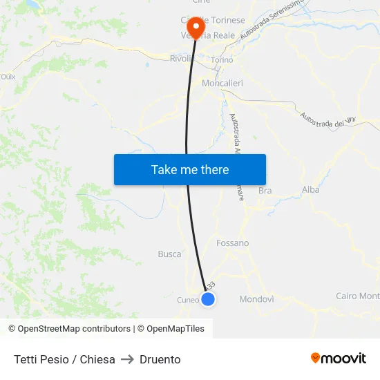 Tetti Pesio / Chiesa to Druento map