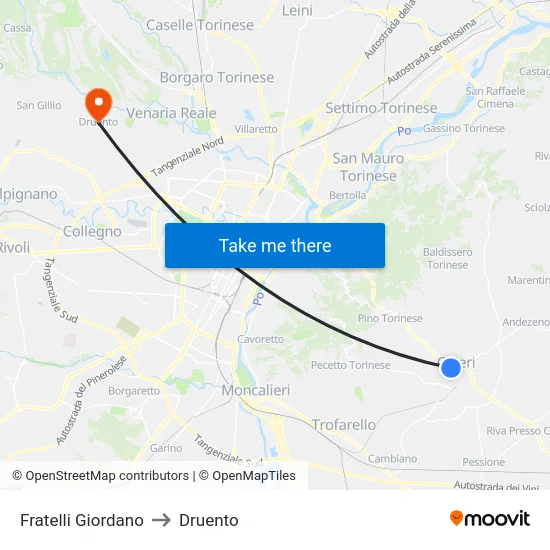 Fratelli Giordano to Druento map