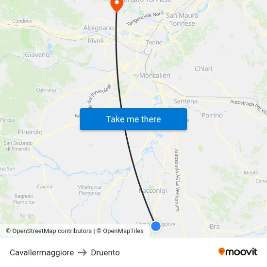 Cavallermaggiore to Druento map