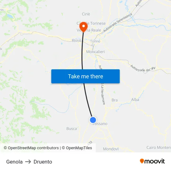 Genola to Druento map