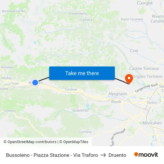 Bussoleno - Piazza Stazione - Via Traforo to Druento map