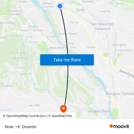 Nole to Druento map