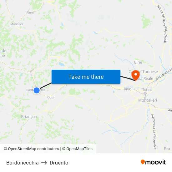 Bardonecchia to Druento map