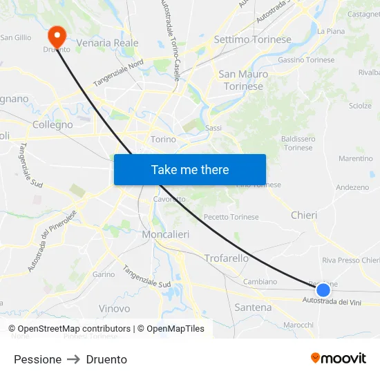 Pessione to Druento map