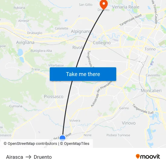 Airasca to Druento map