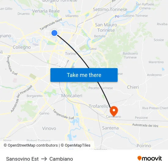 Sansovino East to Cambiano map