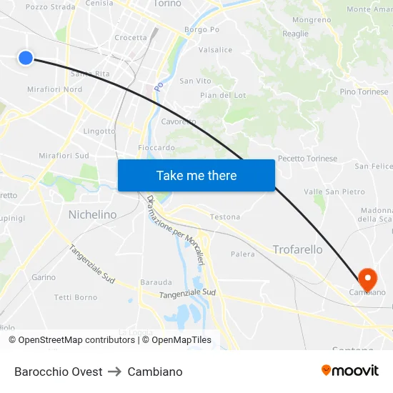 Barocchio West to Cambiano map