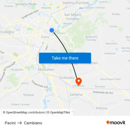 Pacini to Cambiano map