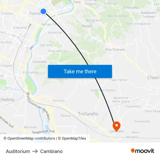 Auditorium to Cambiano map