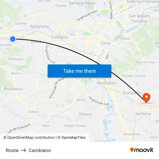Rosta to Cambiano map