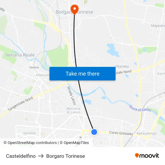 Saorgio to Borgaro Torinese map
