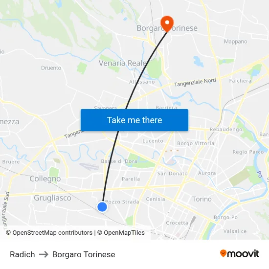 Radich to Borgaro Torinese map