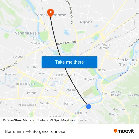 Borromini to Borgaro Torinese map