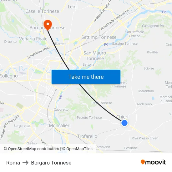 Roma to Borgaro Torinese map