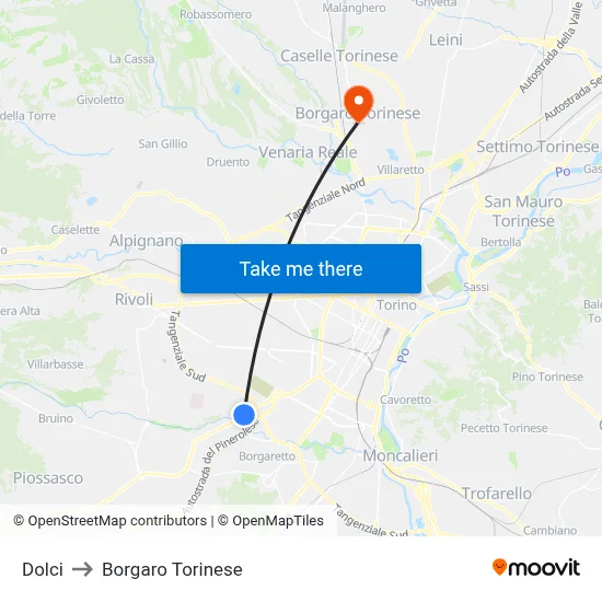 Dolci to Borgaro Torinese map