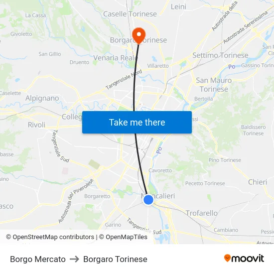 Market Borough to Borgaro Torinese map