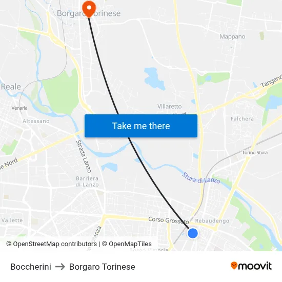 Boccherini to Borgaro Torinese map