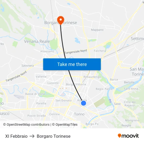 11th February to Borgaro Torinese map