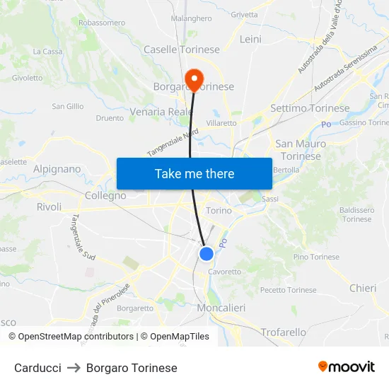 Carducci to Borgaro Torinese map