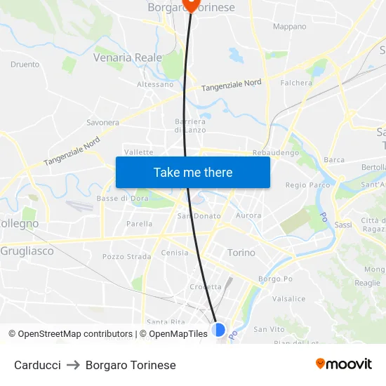Carducci to Borgaro Torinese map