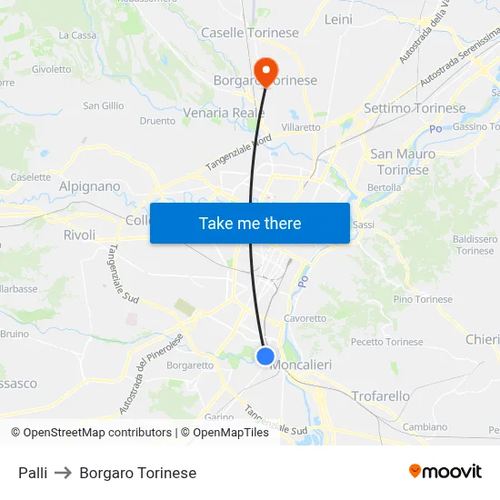 Palli to Borgaro Torinese map