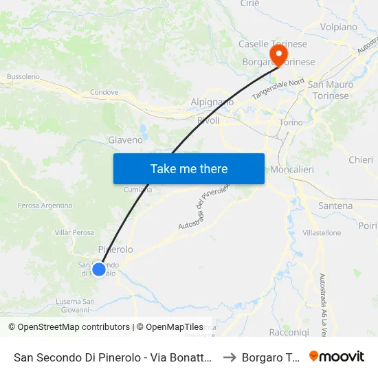 San Secondo Di Pinerolo - Bonatto Street 1 - Corner of Rol Street to Borgaro Torinese map