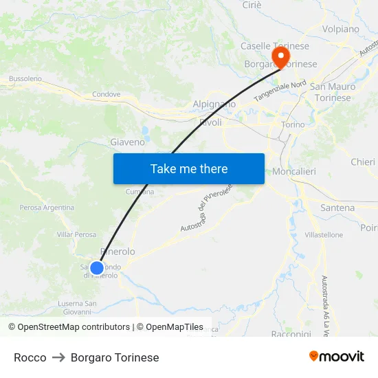 Rocco to Borgaro Torinese map