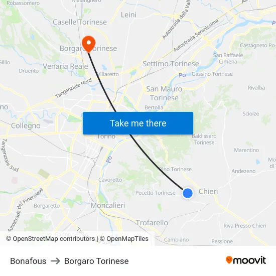 Bonafous to Borgaro Torinese map