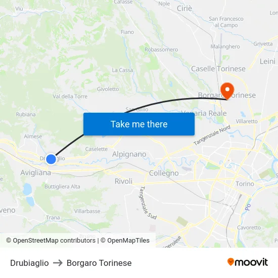 Drubiaglio to Borgaro Torinese map