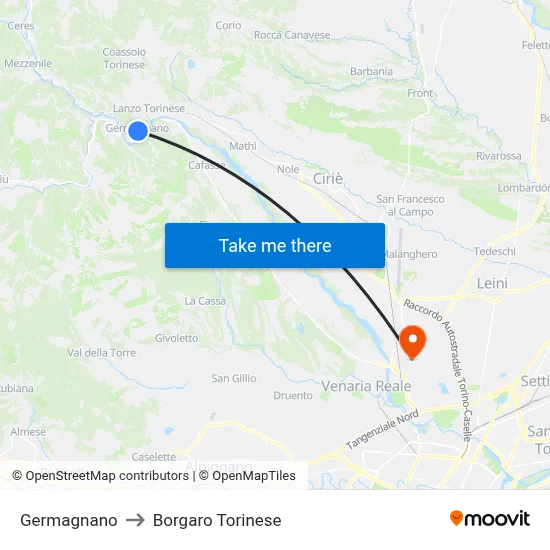 Germagnano to Borgaro Torinese map