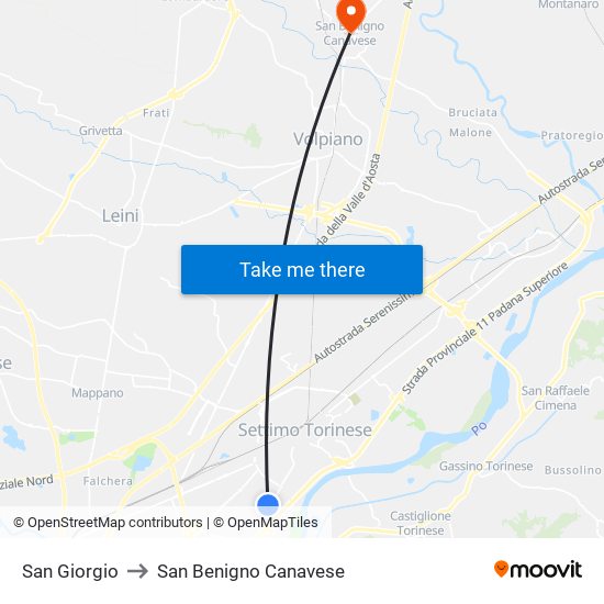 San Giorgio to San Benigno Canavese map