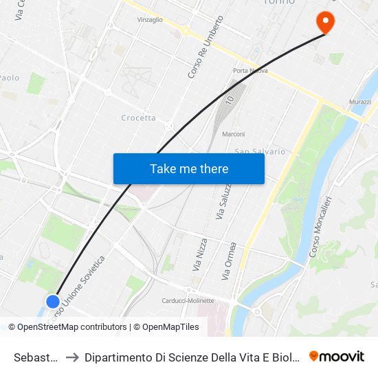 Sebastopoli to Dipartimento Di Scienze Della Vita E Biologia Dei Sistemi map