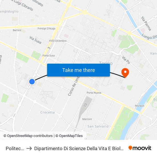 Politecnico to Dipartimento Di Scienze Della Vita E Biologia Dei Sistemi map