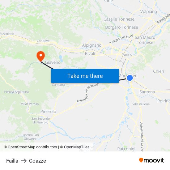 Failla to Coazze map