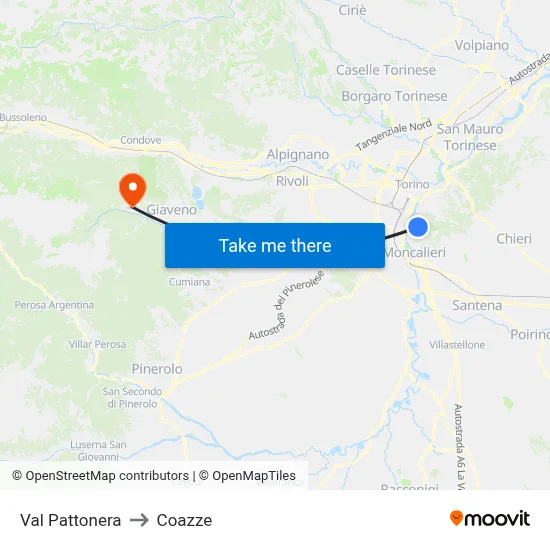 Val Pattonera to Coazze map