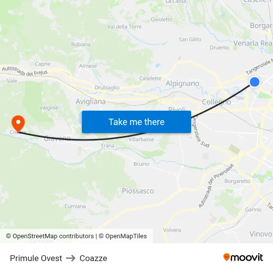 West Primule to Coazze map